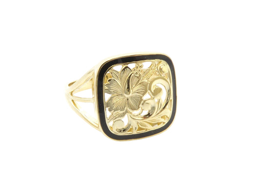 Hawaiian 14K Gold puanani ring in size small, featuring intricate design.
