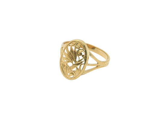 Hawaiian 14K Gold bOP ring in size small, featuring a polished finish and a sleek band design.