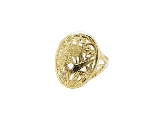 Hawaiian 14K Gold bOP ring in platinum finish, size 8, featuring a sleek band design with a polished surface.