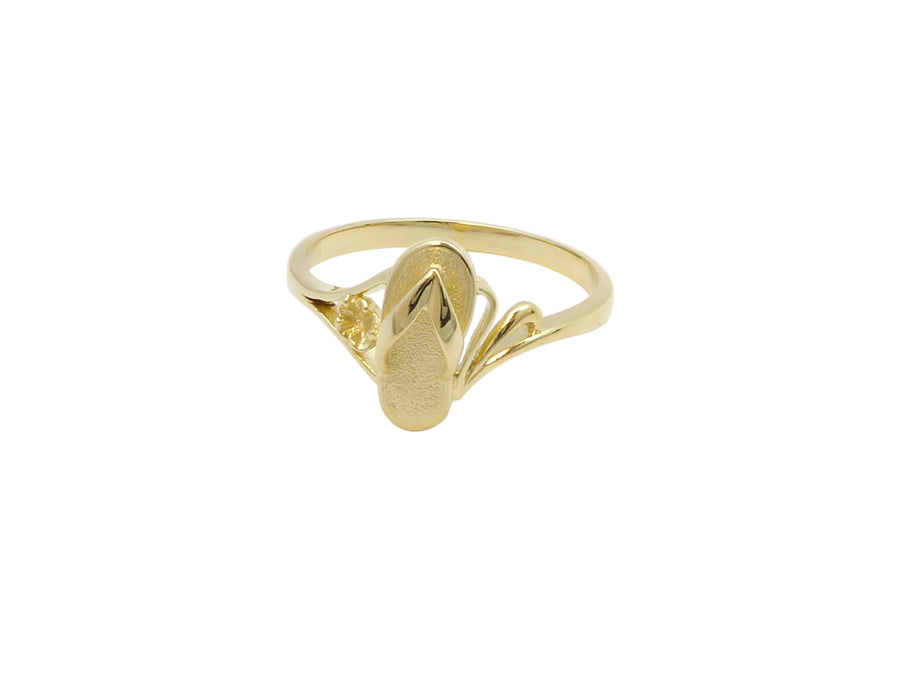 Hawaiian 14K Gold slipper ring in size small (up to size 7), shiny classic jewelry piece with a smooth band design.