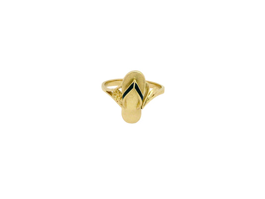 Hawaiian 14K Gold slipper ring in size 7 with a smooth, polished finish, featuring a delicate design.