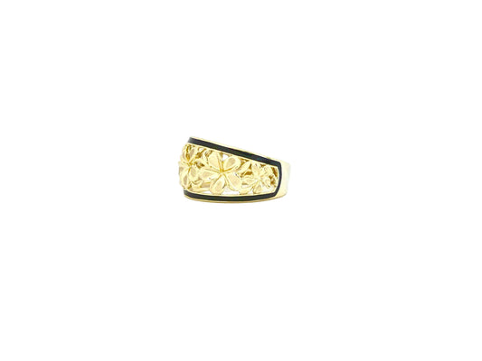 Hawaiian 14K Gold five-flower engagement ring in size 8 with intricate floral design.