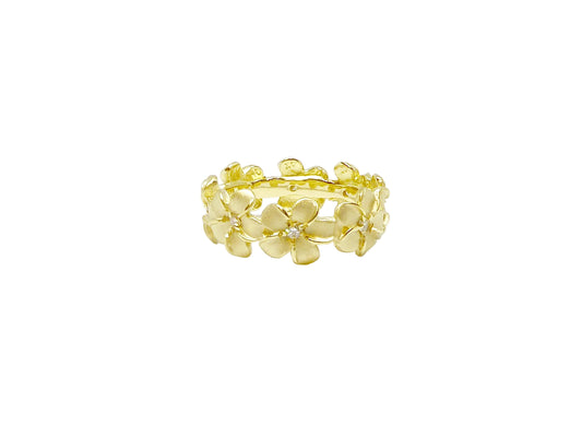 Hawaiian 14K Gold eternity ring with diamond accents, size 8, featuring a continuous band of sparkling diamonds.