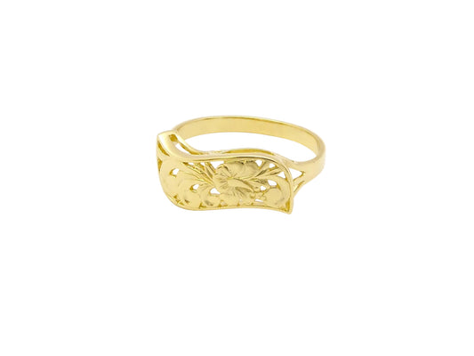 Hawaiian 14K Gold napua C/O ring with 6mm width in size 6, featuring a polished finish and elegant design.